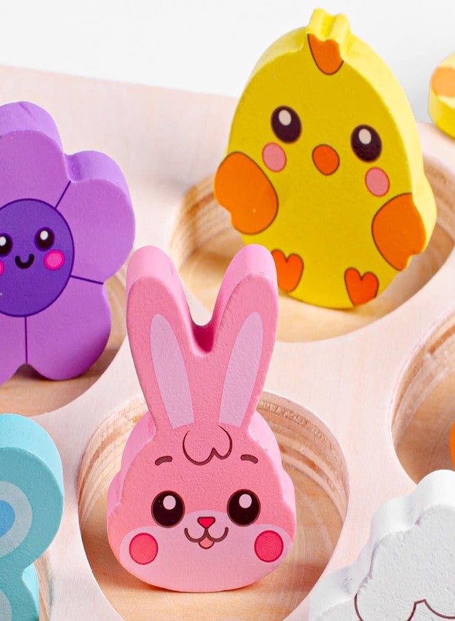 Waybla Easter Basket Stuffers - Easter-Themed Wooden Peg Puzzle for Toddlers 1-3 Years, Montessori Educational Toy and Learning Activity - Image 5